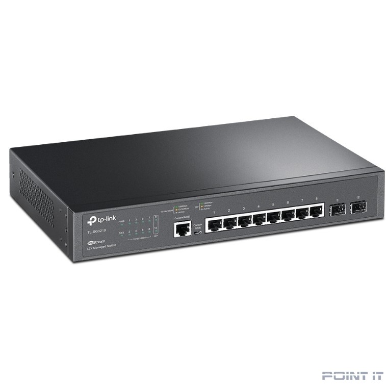 TP-Link SG3210 Управляемый коммутатор JetStream уровня 2+ с 8 гигабитными портами RJ45 и 2 портами SFP