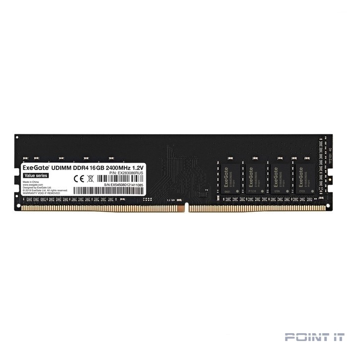Exegate EX283086RUS Модуль памяти ExeGate Value DIMM DDR4 16GB <PC4-19200> 2400MHz