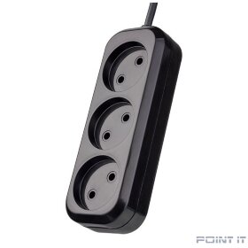 Perfeo Сетевой удлинитель без заземления "RU POWER", PF_B4066  (3,0м, 3 розетки, чёрный (Р16-012))