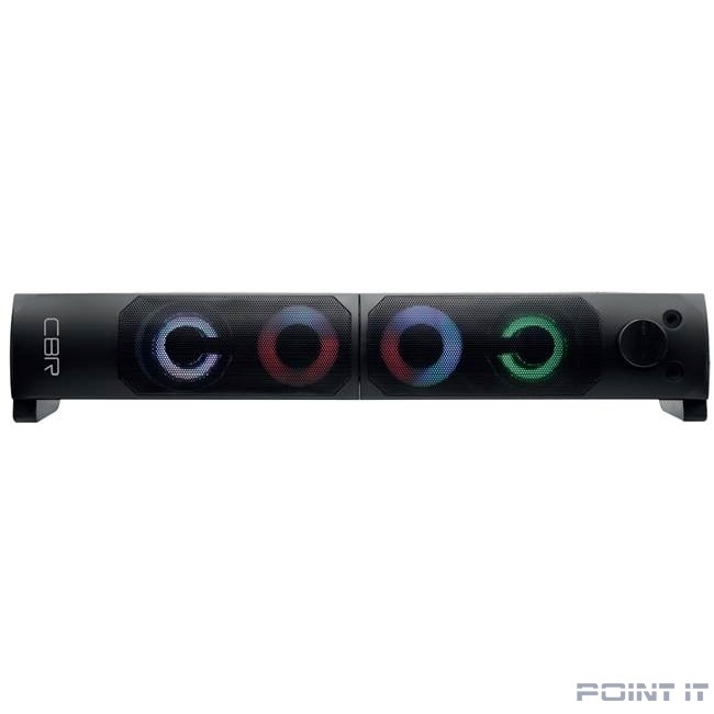 CBR CMS 514L Black, Акустическая система 2.0, питание USB, 2х3 Вт (6 Вт RMS), пластик, RGB-подсветка, конструкция-транформер, 3.5 мм лин. стереовход, регул. громк., длина кабеля 1,3 м, цвет чёрный