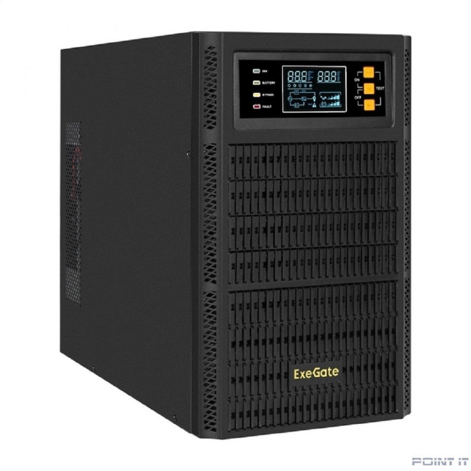Exegate EX296949RUS ИБП On-line ExeGate PowerExpert TL-3000.72V.LCD.AVR.3SH.USB.RS232.SNMP <3000VA/3000W, On-Line, PF=1, LCD, 3*Schuko, RS232, USB, SNMP-slot, встроенные батареи 12V 7.2Ah - 6шт, возмо