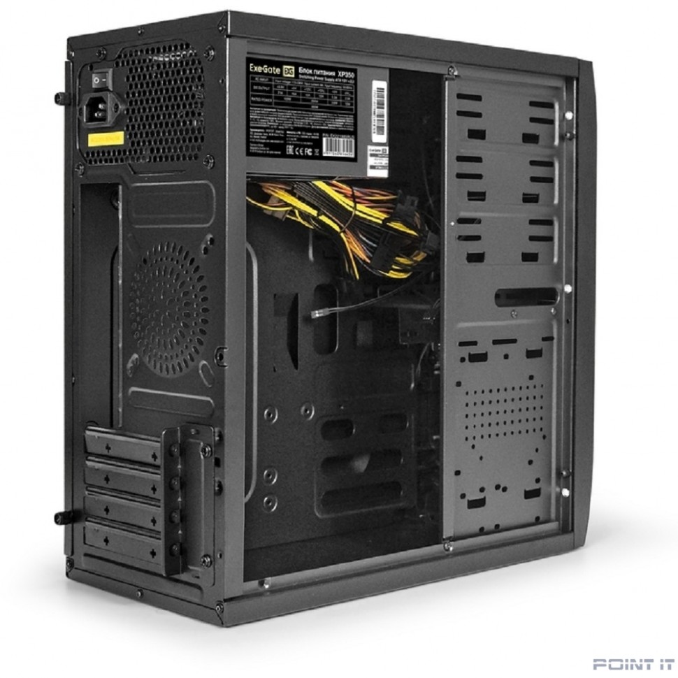 Exegate EX272744RUS Корпус Minitower Exegate QA-412U Black, mATX, <XP350, Black, 120mm>, 2*USB+2*USB3.0, Audio