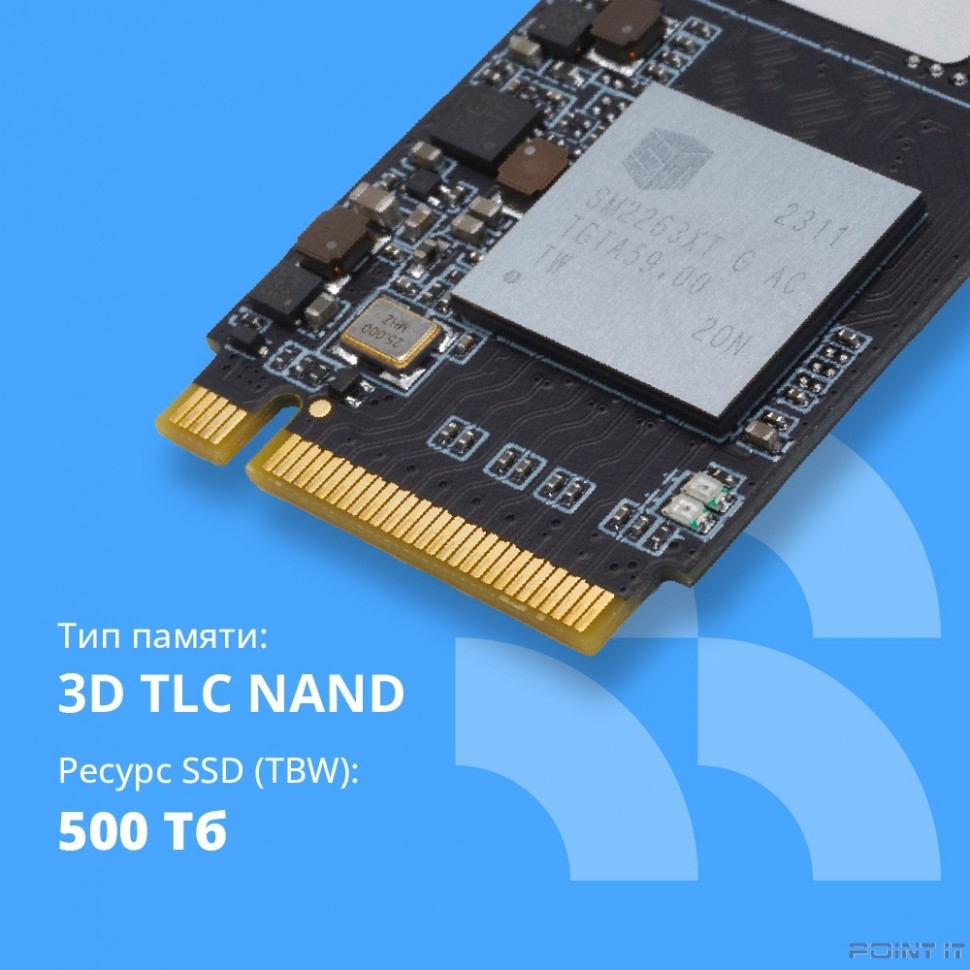 CBR SSD-001TB-M.2-LT22, Внутренний SSD-накопитель, серия "Lite", 1024 GB, M.2 2280, PCIe 3.0 x4, NVMe 1.3, SM2263XT, 3D TLC NAND, R/W speed up to 2300/1800 MB/s, TBW (TB) 500